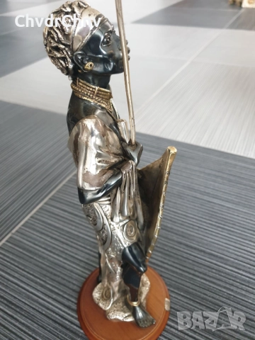 CIARTE Blackmoor статуетка посребрен резин 39см/италианска фигура на негър-войн/злато-сребро 925, снимка 3 - Статуетки - 52897142