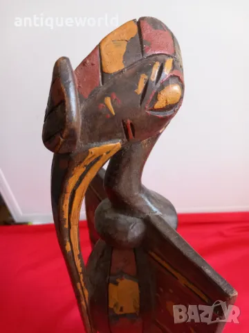 19Век Дървена Скулптура СЕНУФО , Птица Носорог, Кот д'Ивоар, снимка 3 - Антикварни и старинни предмети - 50146065