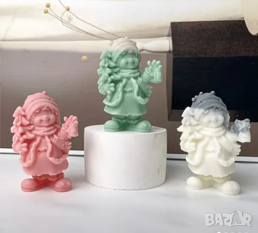 Молд снежен човек с елха 10