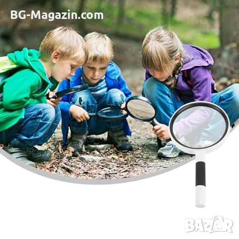 Мощна голяма увеличителна ръчна лупа 10X увеличение за четене на книги стуклена с дръжка джобна, снимка 4 - Други инструменти - 50920321