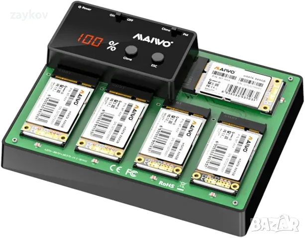 MAIWO 5-Bay M.2 mSATA докинг станция, USB 3.0 дубликатор, поддръжка за офлайн клониране