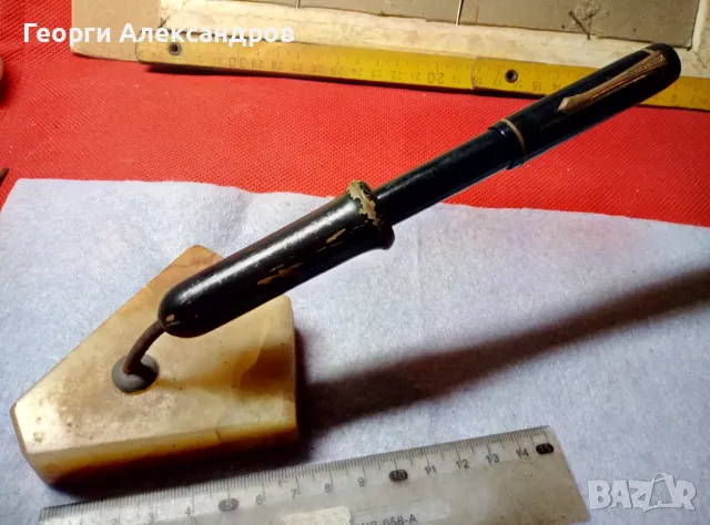 Стара ПИСАЛКА СВОБОДА и СТАРИНЕН ПОСТАМЕНТ ПРЕСПАПИЕ от ЕГИПЕТСКИ АЛАБАСТЪР / ОНИКСОВ МРАМОР и ДЪРВО, снимка 2 - Антикварни и старинни предмети - 48724890