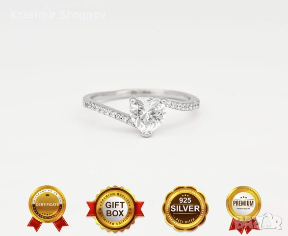 Сребърно колие сърце Priscilla+гривна сърце Love Annunziata+ пръстен!!, снимка 4 - Гривни - 53129010