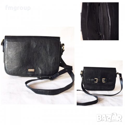 Дамска черна кожена чанта Mango Манго, снимка 2 - Чанти - 33343170