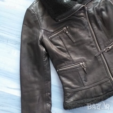 Дамско,черно, кожено яке, снимка 2 - Якета - 32614436