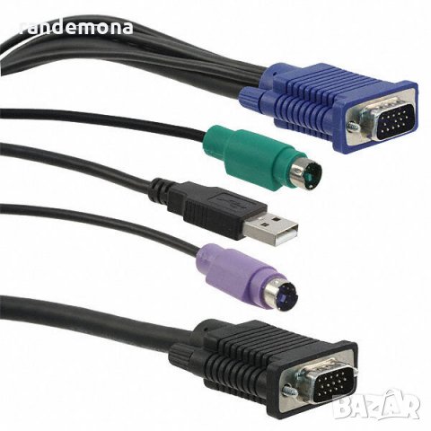 USB KVM кабел с PS2 + USB конектори, снимка 1 - Кабели и адаптери - 26264321