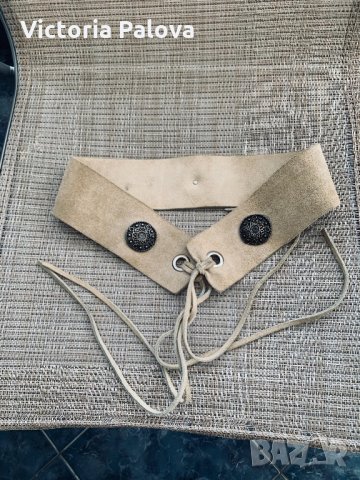 Бежов широк колан естествена кожа, снимка 4 - Колани - 32337811