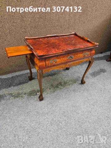 Помощна маса с интарзия в стил Чипъндейл, снимка 4 - Маси - 53500155