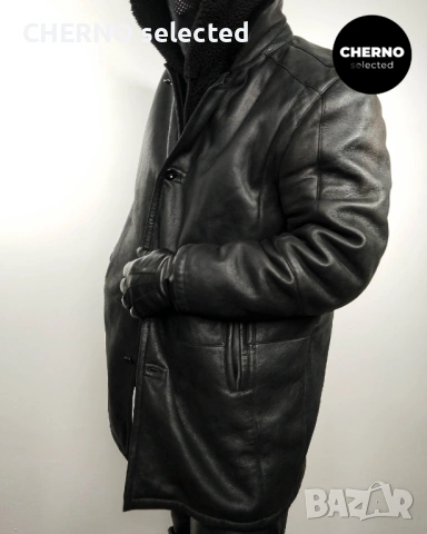 Мъжко кожено палто / кожух от естествена кожа с косъм LAGERFELD Men’s Shearling Coat – XXL•XXXL, снимка 6 - Якета - 53205620