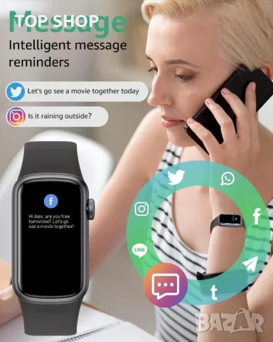 IMFRCHCS Смарт часовник 1,47" цял екран IP68 водоустойчив за Android iOS, снимка 4 - Смарт гривни - 49937567
