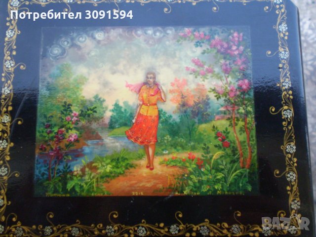 Старинна Руска ръчно рисувана кутия Л. Морозов-Катюша, снимка 4 - Колекции - 35404828