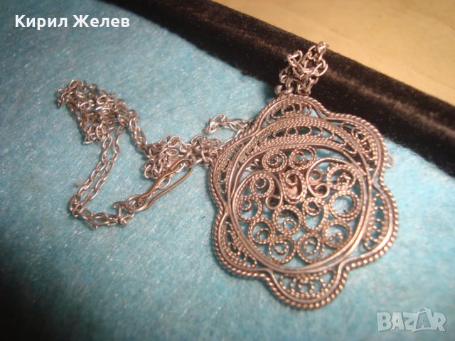 19 ВЕК СТАРИНЕН ФИЛИГРАНЕН СРЕБЪРЕН МЕДАЛЬОН и ВЕРИЖКА СРЕБРО 950 ФИНА РЪЧНА МАЙСТОРСКА РАБОТА 25884, снимка 11 - Антикварни и старинни предмети - 34852175