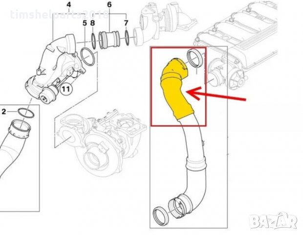 Маркуч турбо за BMW 5 E60 E61, снимка 2 - Части - 33277675