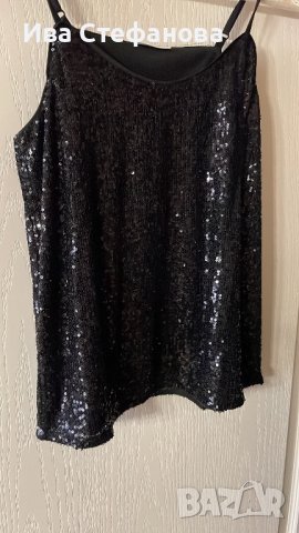 Черен нов еластичен парти коктелен коктейлен официален топ пайети . Размер S, снимка 3 - Корсети, бюстиета, топове - 43350169