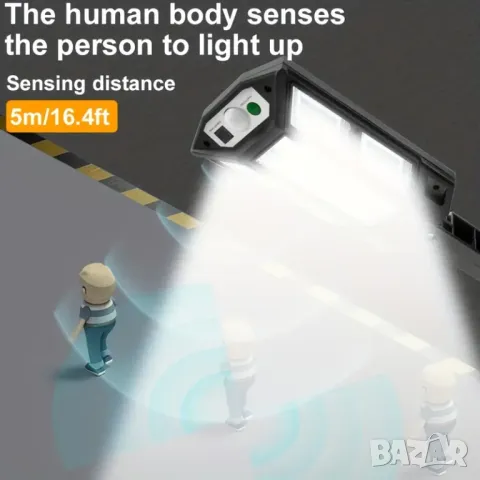 Соларна външна LED лампа сензор за движение, снимка 5 - Соларни лампи - 48606791