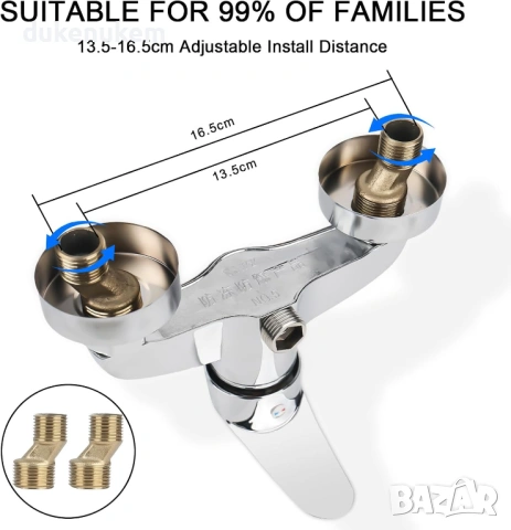 Смесител за душ – стенен, едноръкохватков, хром, G 1/2, снимка 3 - Смесители - 53372502