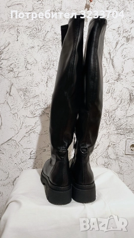 Елегантни Черни Ботуши Tamaris – Над Коляното, снимка 5 - Дамски ботуши - 52732890