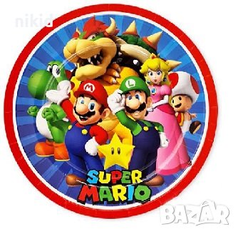 Супер Марио 8 бр големи парти чинии чинийки рожден ден