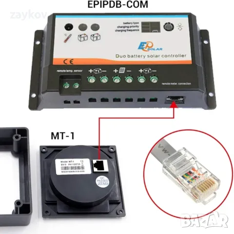 Дистанционен измервателен уред EPEVER MT-1 с LCD дисплей за контролер за зареждане на слънчев панел, снимка 6 - Друга електроника - 48302359