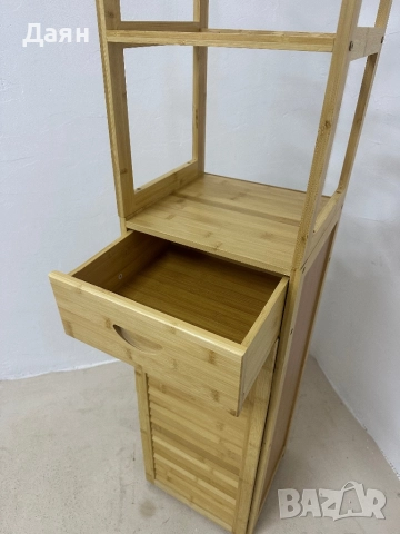 Висок бамбуков шкаф за баня Kleankin, снимка 5 - Шкафове - 52635600