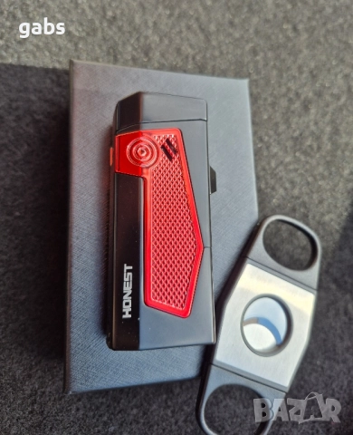 Луксозна запалка за пури HONEST с подарък резачка,три цвята, снимка 12 - Запалки - 52204255