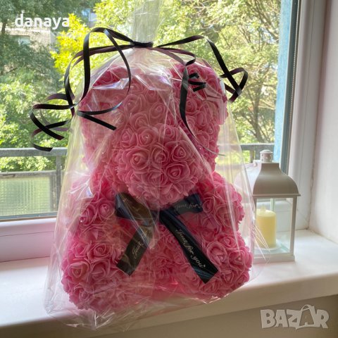 Мече от рози в подаръчна торбичка, РЪЧНА ИЗРАБОТКА, снимка 9 - Декорация за дома - 38837070