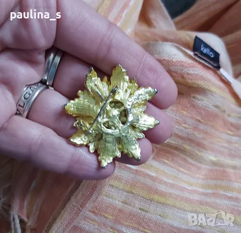 Вълнено Бежово палто "C&A" и аксесоар с бижу / голям размер , снимка 14 - Палта, манта - 48000303