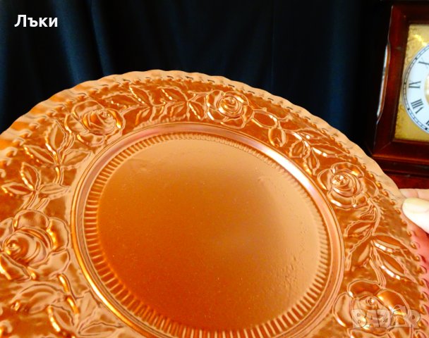 Немска метална чиния с рози 21 см. , снимка 2 - Антикварни и старинни предмети - 27080867