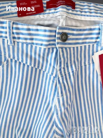 S.Oliver Летен памучен панталон. Бял. Син. , снимка 9 - Панталони - 50437079
