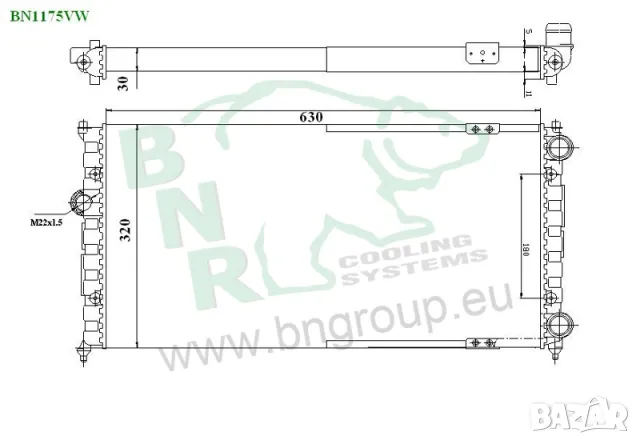 Воден радиатор BNR за SEAT,VOLKSWAGEN BN1175VW, снимка 3 - Части - 14376264