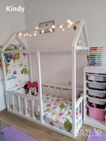 Детско легло Монтесори Къщичка, снимка 7 - Бебешки легла и матраци - 52672017