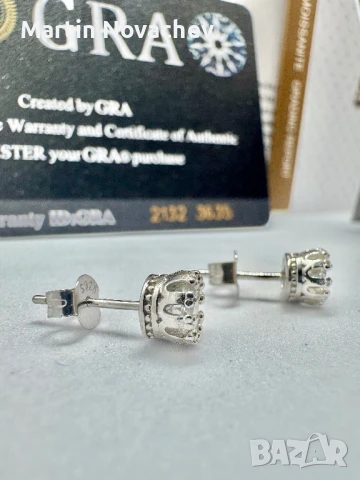 Сребърни обеци с мойсанит (Диамант) 0.5 карата, снимка 11 - Обеци - 51370927