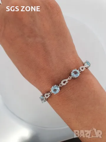 Сребърна Гривна с Топаз и Перидоти, снимка 2 - Гривни - 49795132