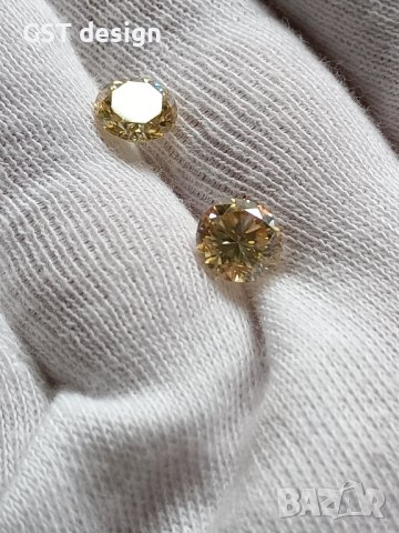 Спешно Топ Фенси Злато 3,4к. Мойсанит Диамант Двойка 7,6 мм., снимка 4 - Други - 40381219