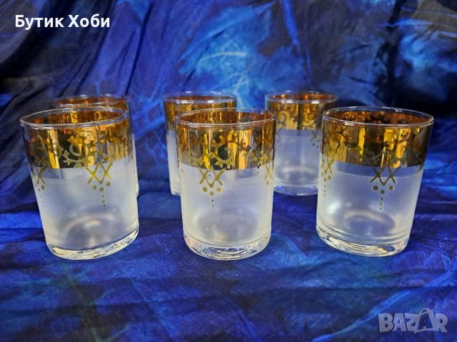 Комплект съветски чаши с позлата 