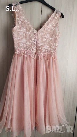 Официална розова рокля с тюл, снимка 4 - Рокли - 50606494