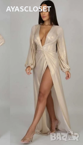 ПРОДАДЕНА. Елегантна златиста рокля XL