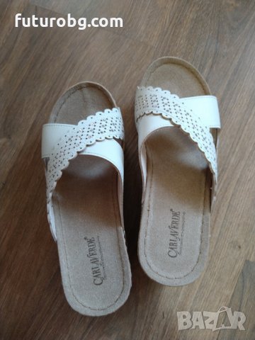 Анатомични дамски бежови чехли на платформа , снимка 2 - Чехли - 33583379