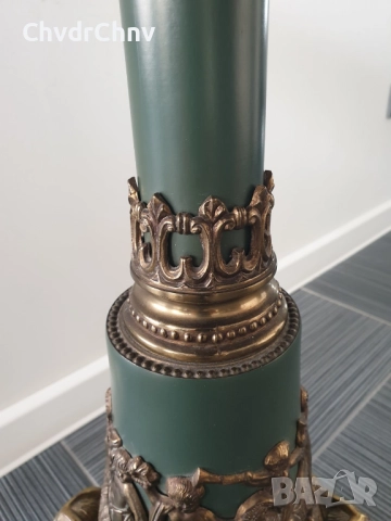 67см френска конзолна маса/дърво-бронз-месинг-кожа/масичка-пиедестал-поставка, снимка 6 - Антикварни и старинни предмети - 52956609