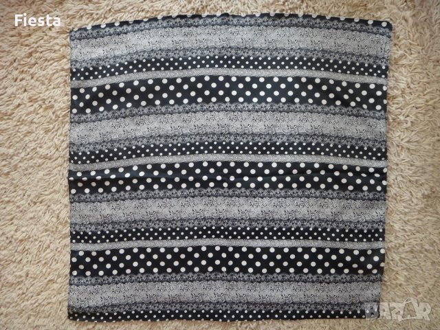 Нов копринен шал GiAnni черен на бели точки, снимка 1 - Шалове - 39161053