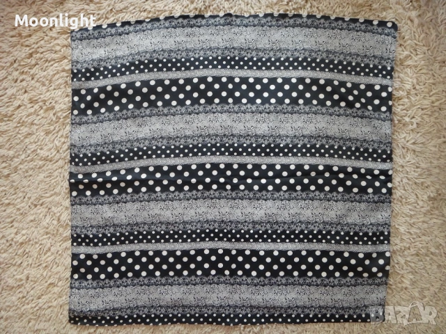 Нов копринен шал GiAnni черен на бели точки