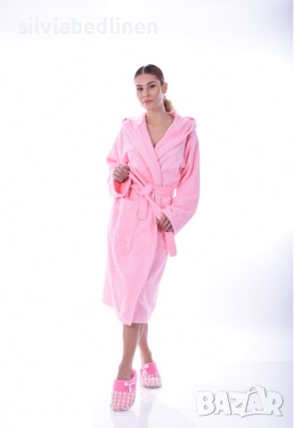 Памучен мъжки, дамски халат за баня с качулка, попива прекрасно!, снимка 2 - Хавлиени кърпи - 43961143