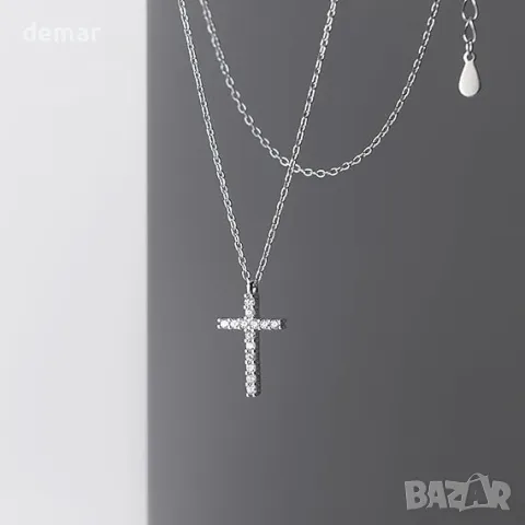 SLUYNZ сребърно колие с кръст за жени, снимка 6 - Колиета, медальони, синджири - 49698871