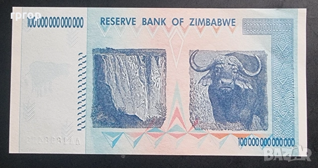 Зимбабве .100 000 000 000 000 долара.100 трилиона долара. 2008 година. UNC., снимка 3 - Нумизматика и бонистика - 49601629