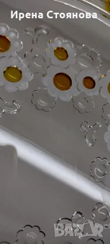 Винтидж чиния за торта/плато, кристално стъкло Walther Crystal Glas, серия Campana,  1970 , снимка 8 - Чинии - 47918321