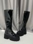 Ботуши на платформа - черен лак - BG10, снимка 2
