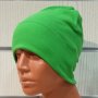 Нова зимна шапка с подгъв в неонов зелен цвят
