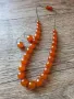 Стар руски  кехлибарен гердан с  кръгли,плътни зърна и обеци кехлибар и сребро , снимка 3