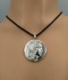 Сребърен медальон – монета, подражание  на антична монета от Атина, с подарък връзка, снимка 7