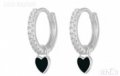 Сребърни обеци с висящи small сърца,black и кристали,бранд/нови, снимка 1 - Колиета, медальони, синджири - 43681240